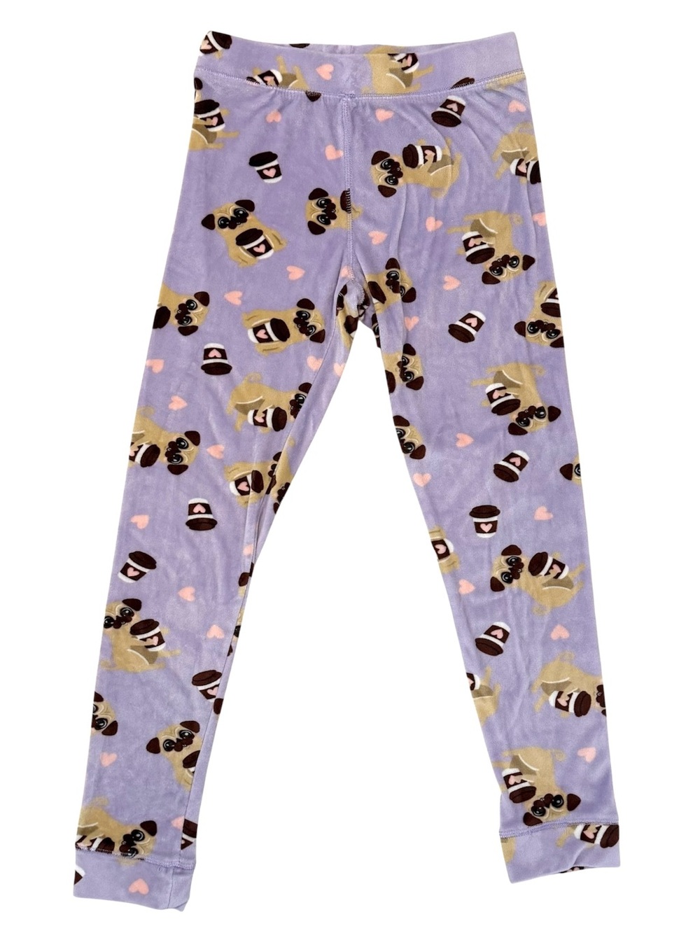 Weekend Edition Womens XS / S Pajama Pants Pug Puppy Dog Coffee Hearts Ankle